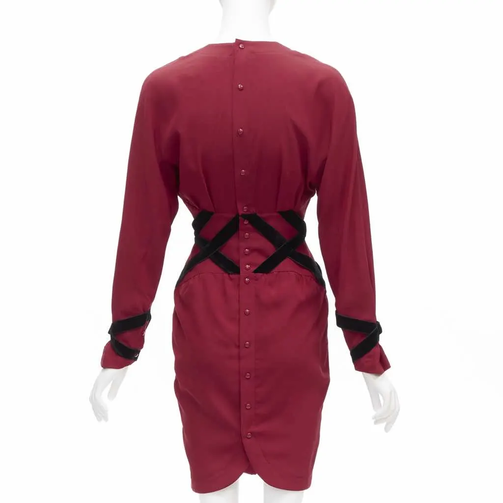 Thierry Mugler Crisscross Corset Dress Red Very good - Box View