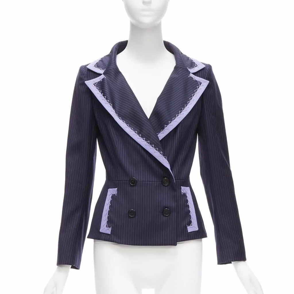 Dior Topstitch Bar Blazer Navy Wool Very good - Back View