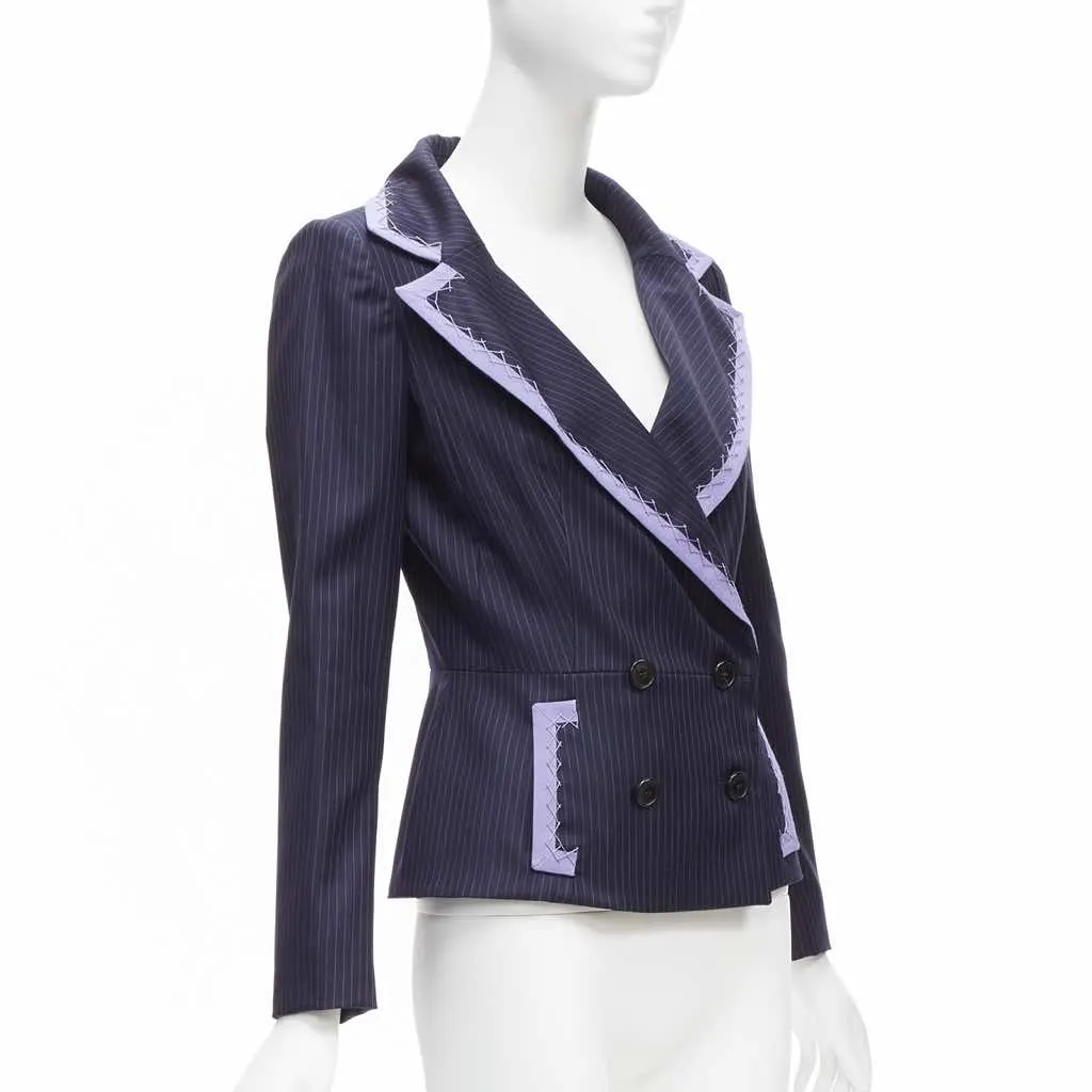 Dior Topstitch Bar Blazer Navy Wool Very good - Inside View