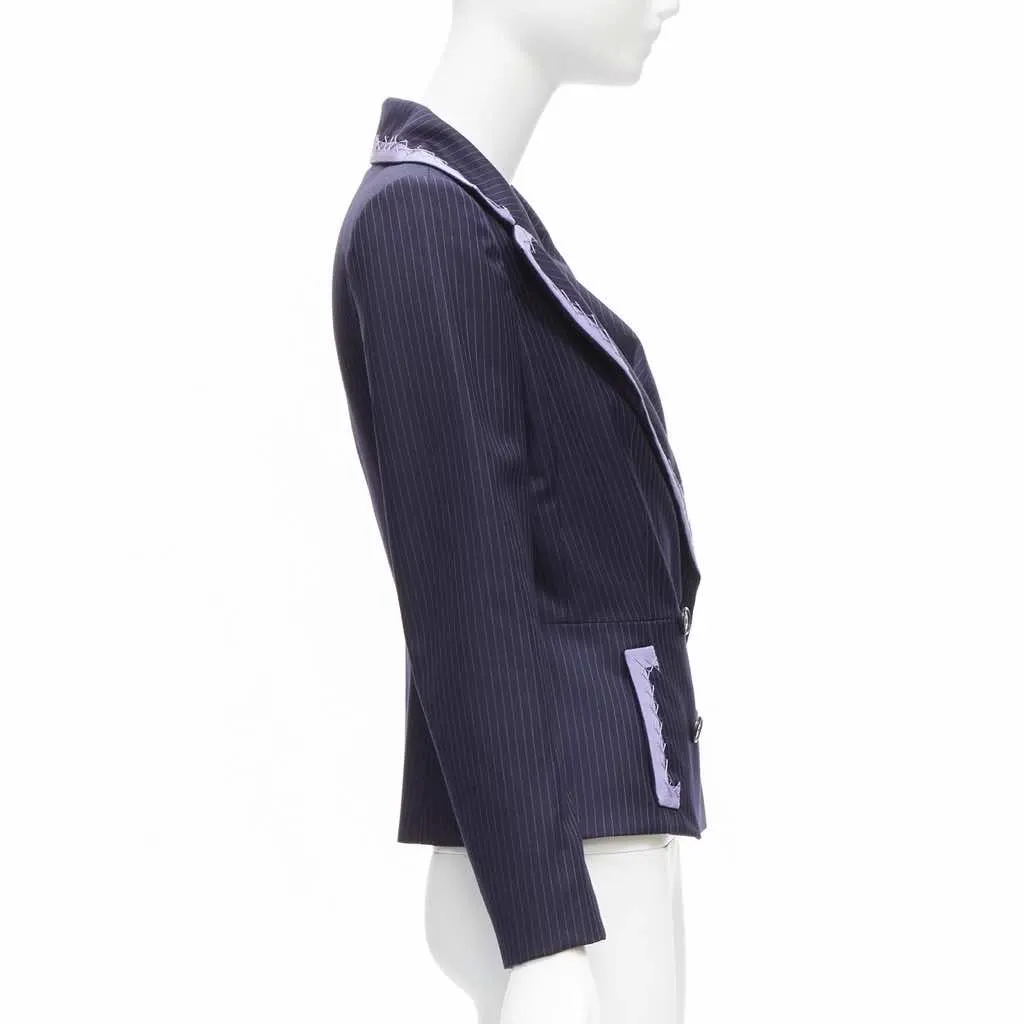 Dior Topstitch Bar Blazer Navy Wool Very good - Model View