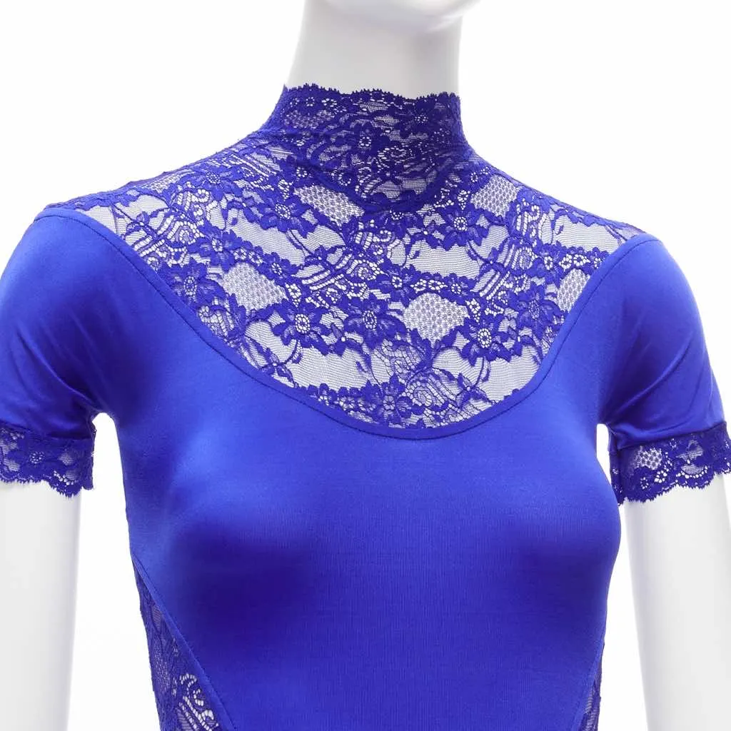 Gianni Versace Crystal Body Suit Blue Polyester Very good - Back View