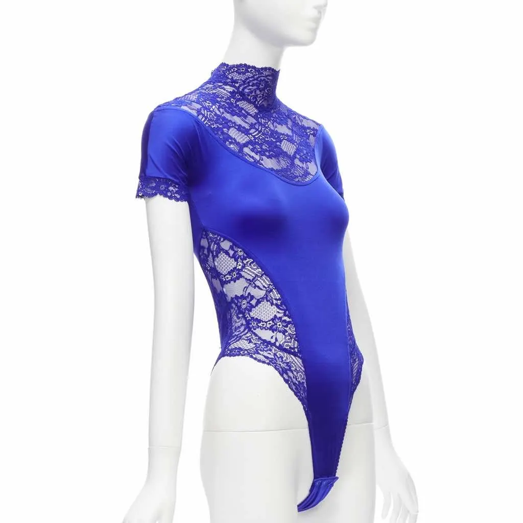 Gianni Versace Crystal Body Suit Blue Polyester Very good - Inside View