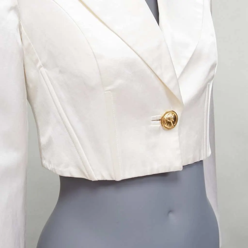 Versus Satin Lace Blazer Beige Cotton Fair - Back View