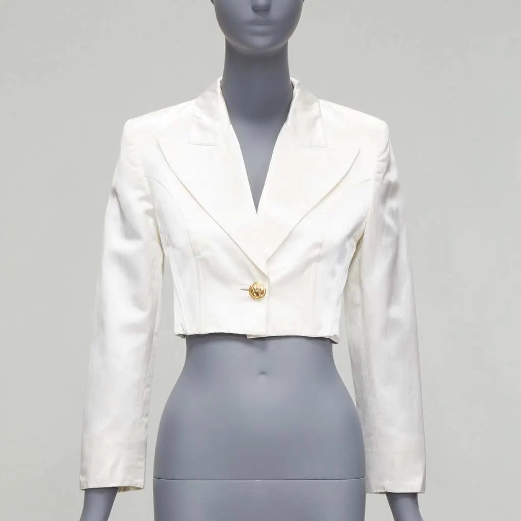 Versus Satin Lace Blazer Beige Cotton Fair - Inside View