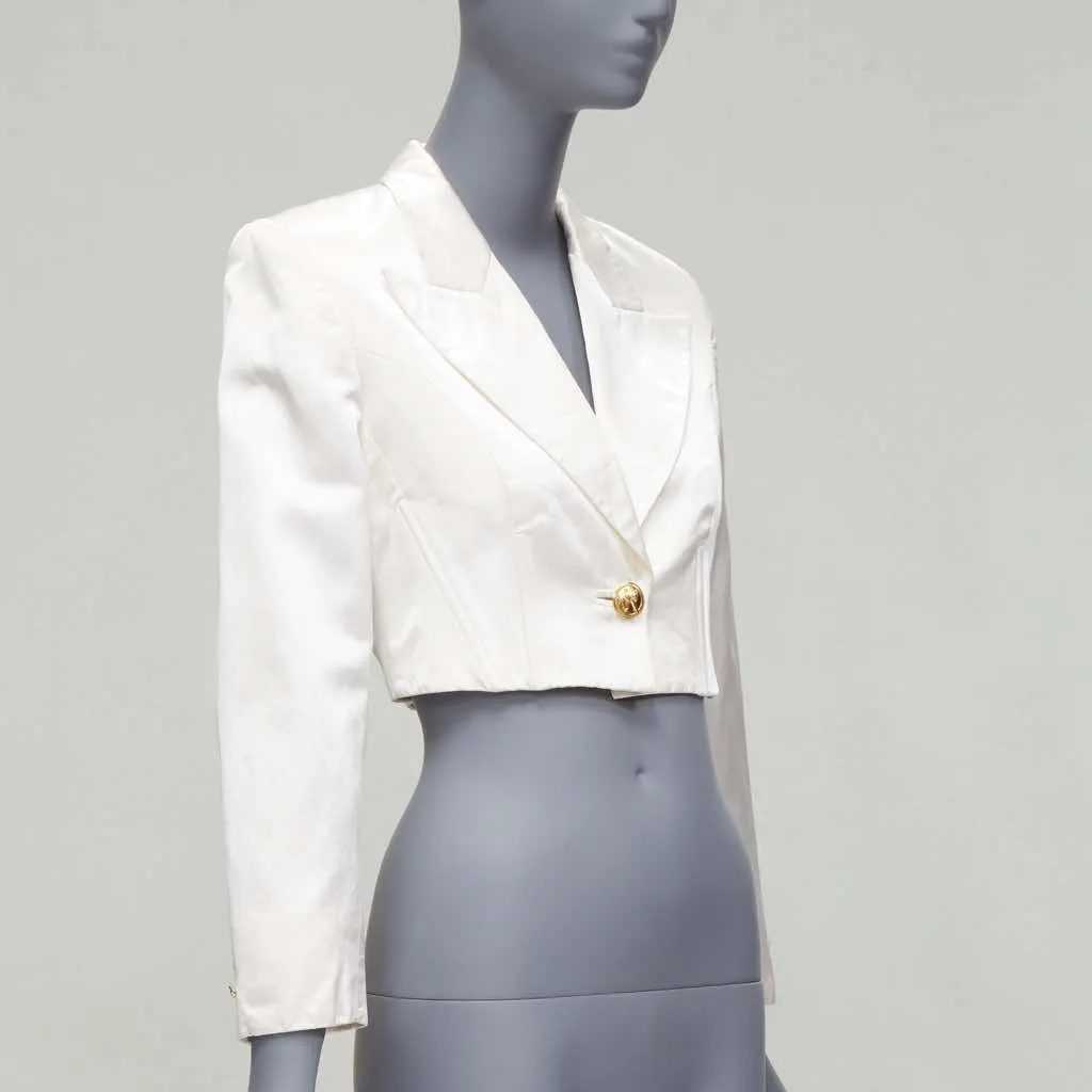 Versus Satin Lace Blazer Beige Cotton Fair - Model View