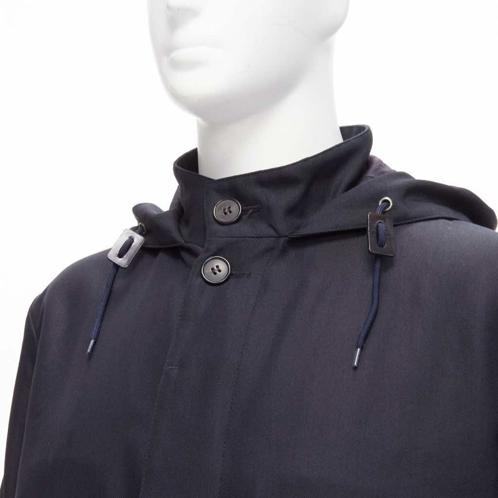 Marni Black Hooded Wool Parka - Back view