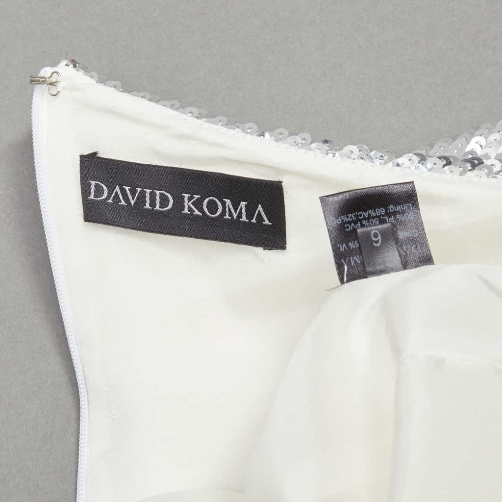 David Koma Silver Sequins Dress - Image 11