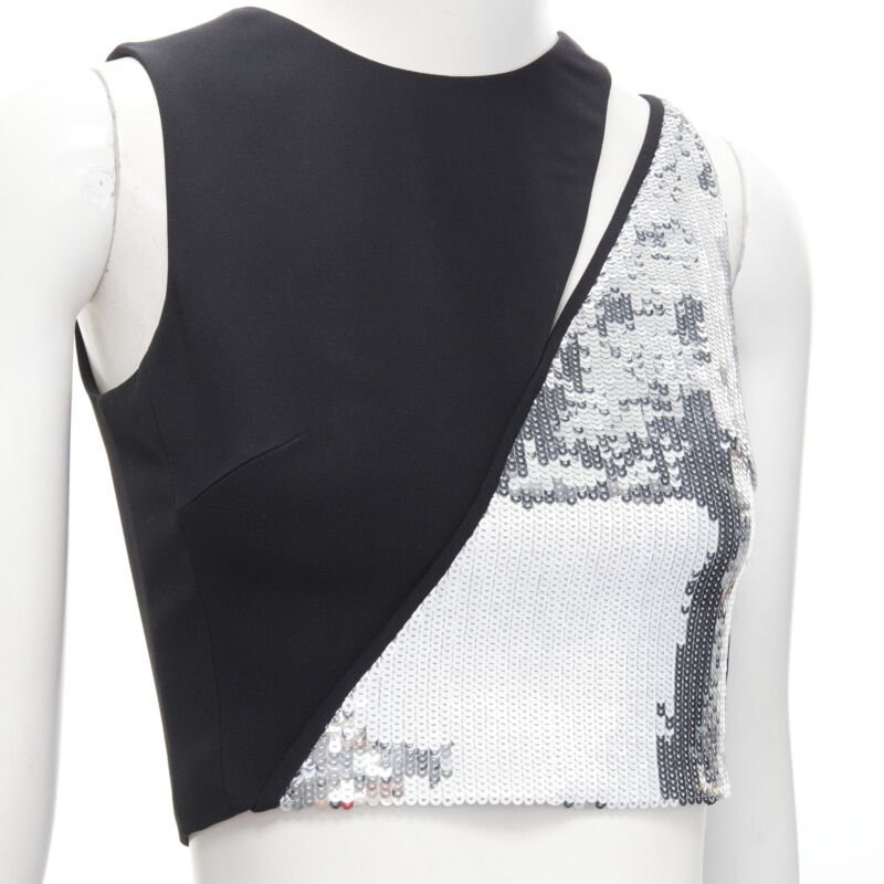 David Koma Silver Sequins Skirt Set - Back view