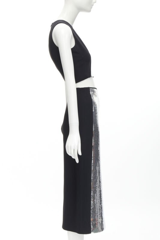 David Koma Silver Sequins Skirt Set - 4
