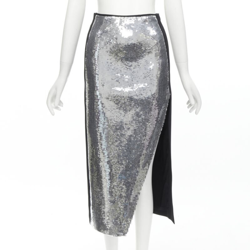 David Koma Silver Sequins Skirt Set - Image 10