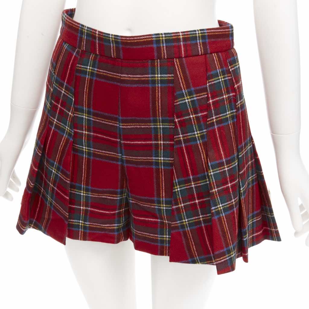 Red Valentino Garavani Plaid Tartan Skorts - Back view