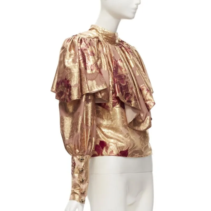Raisa Vanessa Foil Rhinestone Top Gold Polyester Never worn - Inside View