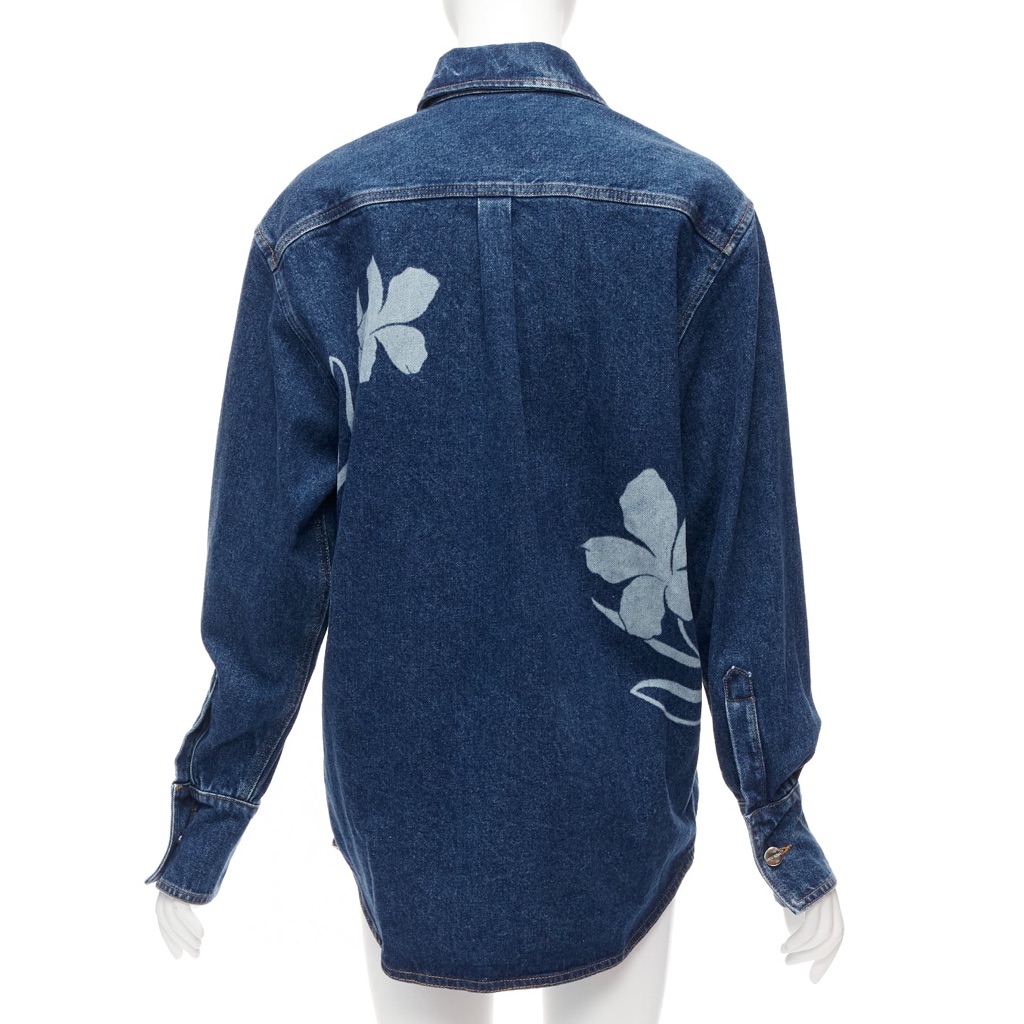 David Koma Blue Cotton Floral Shirt - Side view