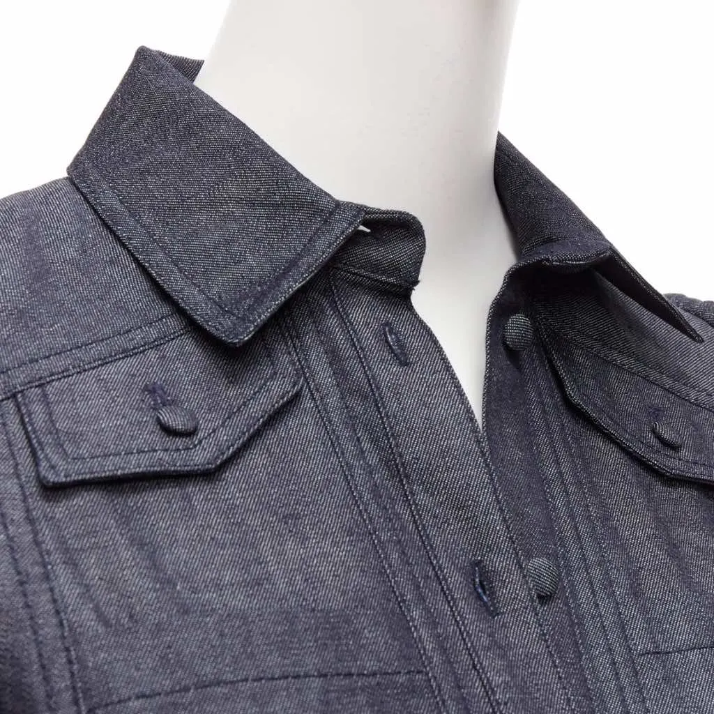 Dice Kayek Denim Safari Dress Blue Cotton Never worn - Back View