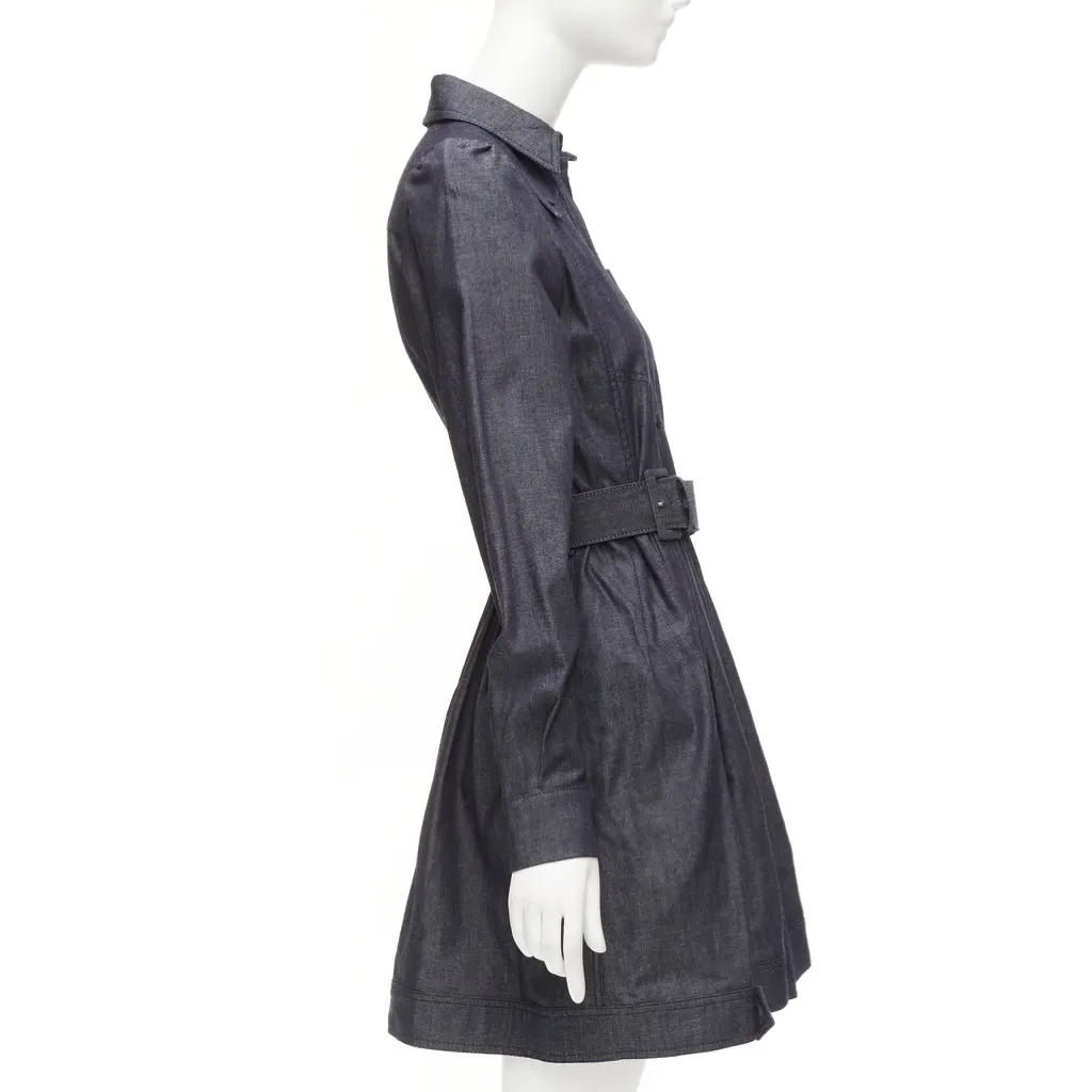 Dice Kayek Denim Safari Dress Blue Cotton Never worn - Model View