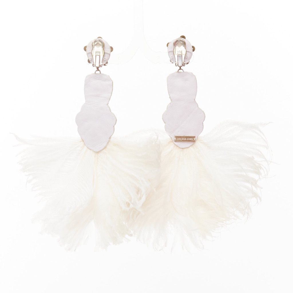 Ranjana Khan Feather Crystal Earrings - Image 6