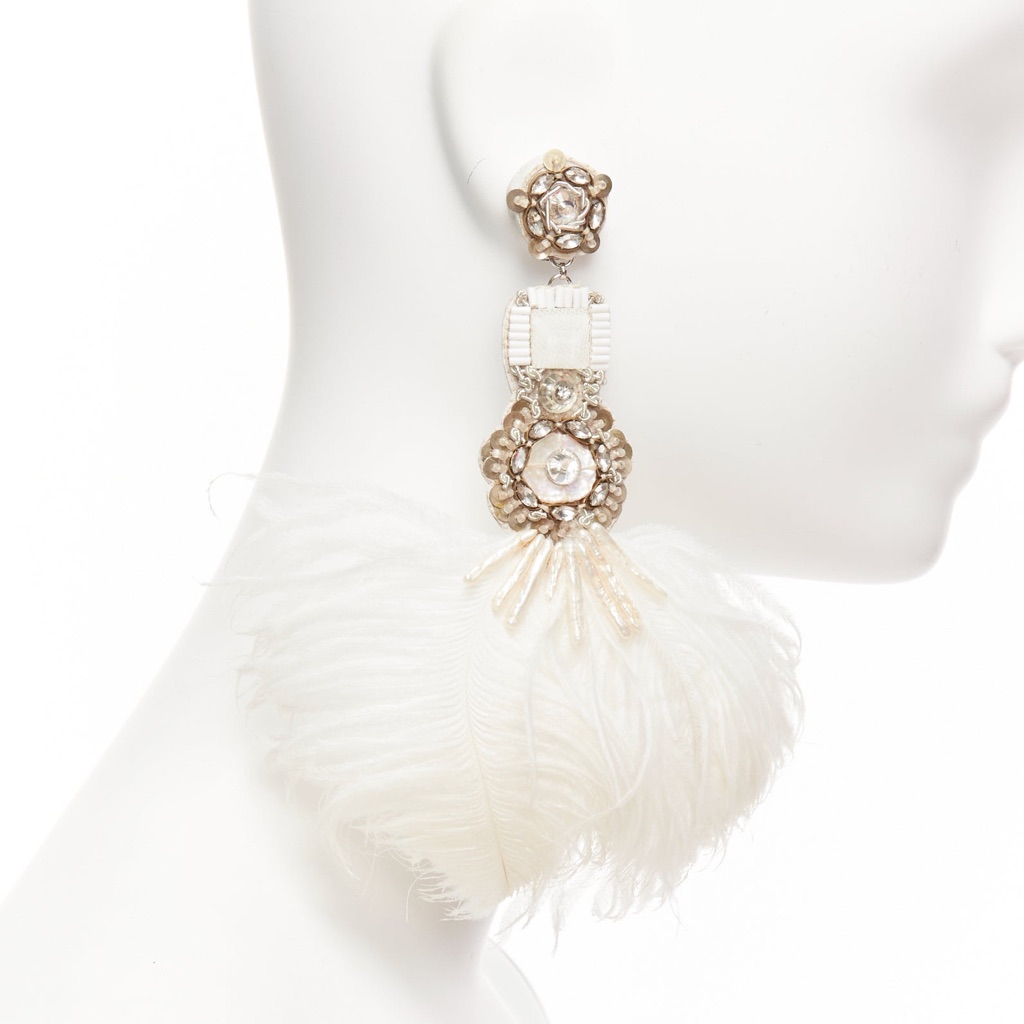 Ranjana Khan Feather Crystal Earrings - 4