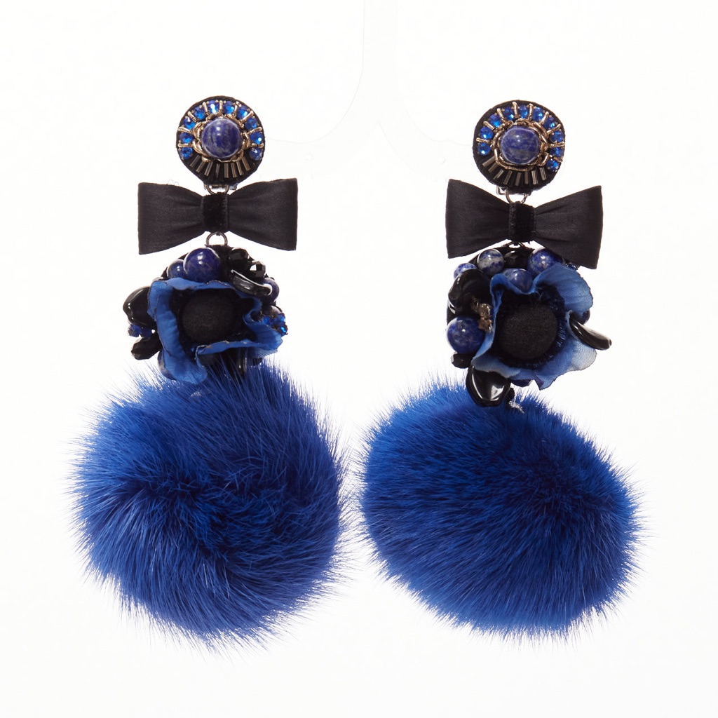 Ranjana Khan Fur Crystal Earrings