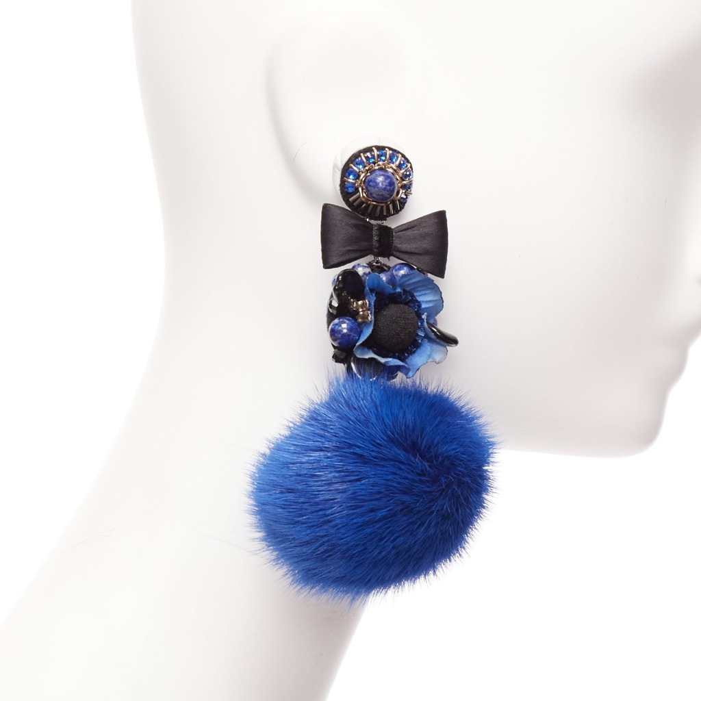 Ranjana Khan Fur Crystal Earrings - Image 6