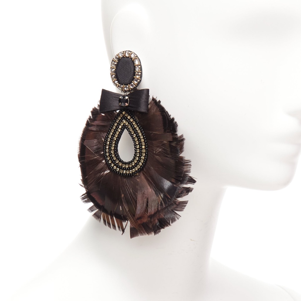 Ranjana Khan Feather Bow Earrings - Back view