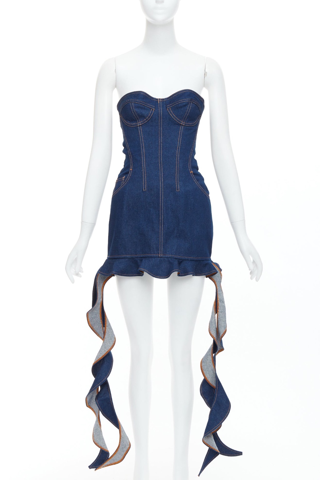 David Koma Corset Denim Dress