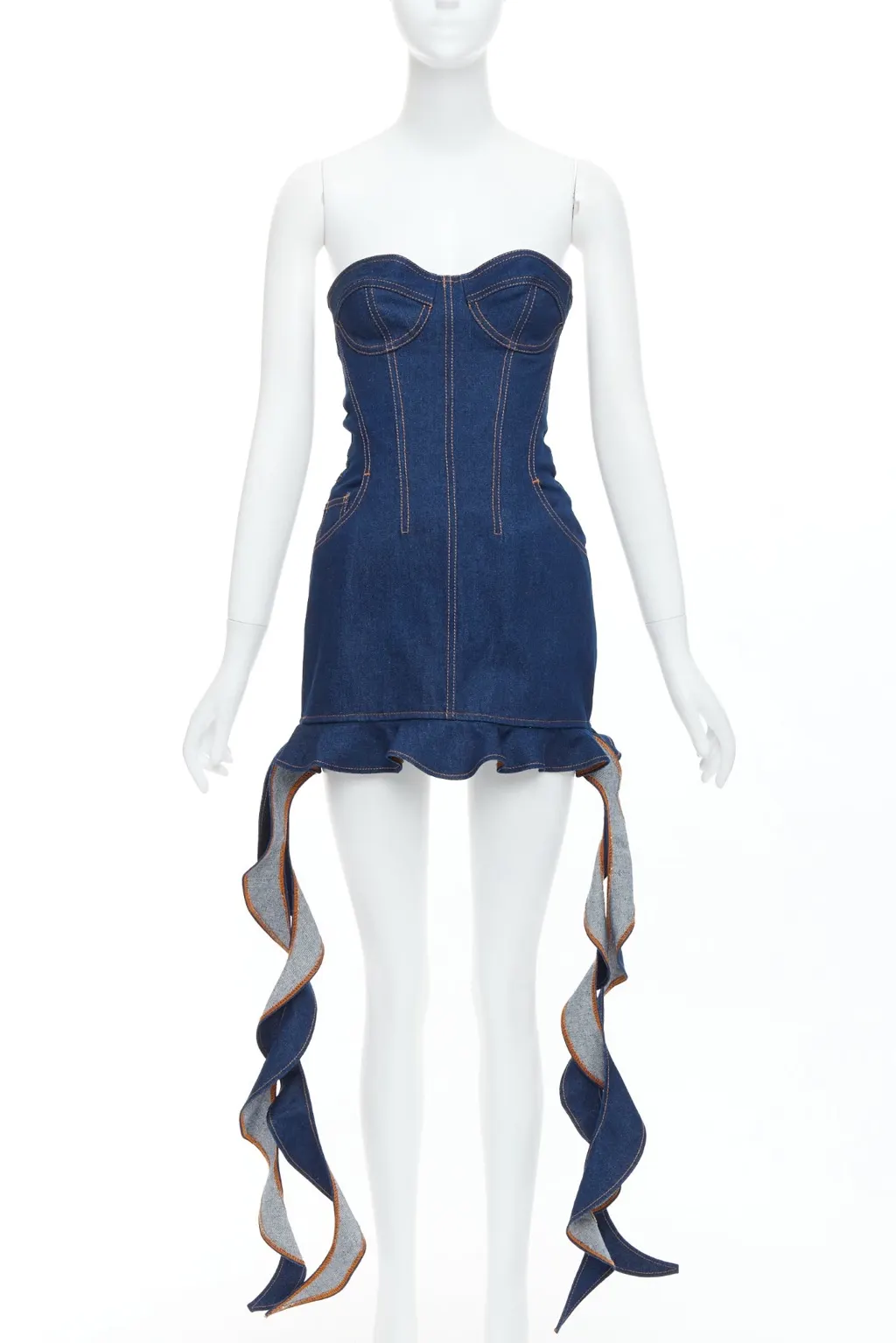 David Koma Corset Denim Dress Blue Cotton Never worn - Front View