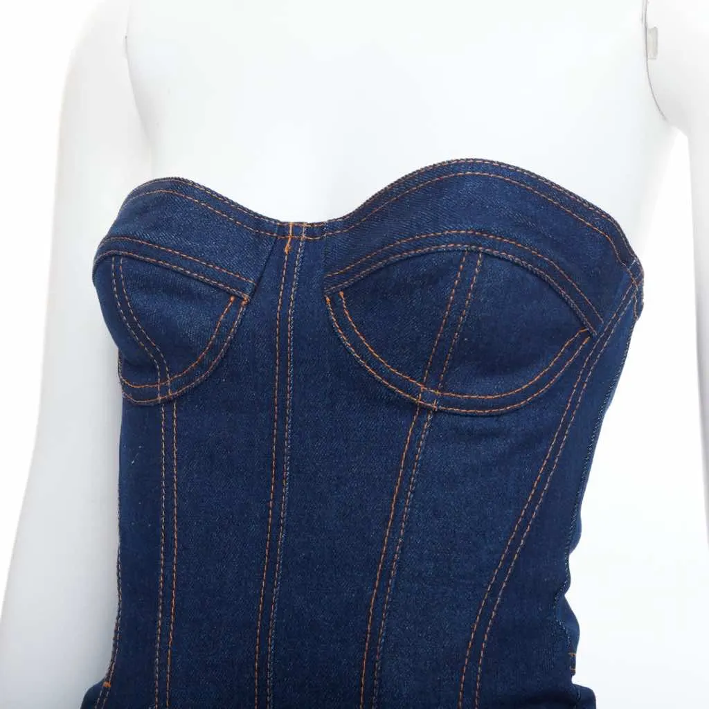 David Koma Corset Denim Dress Blue Cotton Never worn - Back View