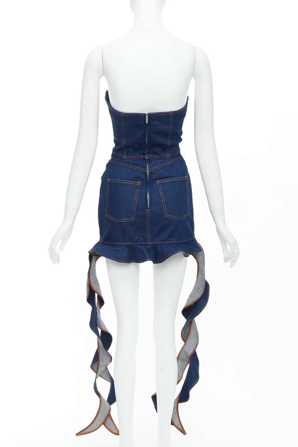 David Koma Corset Denim Dress Blue Cotton Never worn - Box View