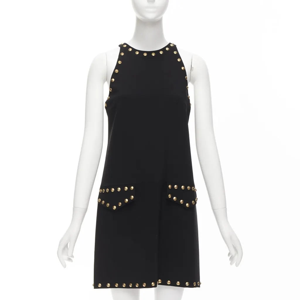Moschino Studded Sleeveless Dress Black Very good - Front View