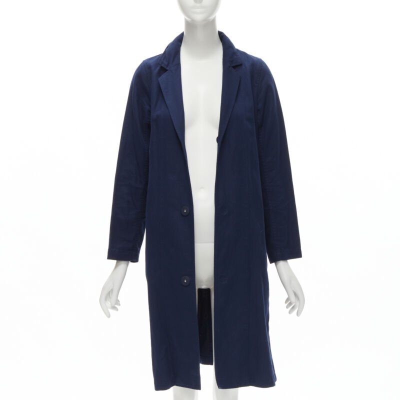Zucca Navy Linen Overcoat - Image 6