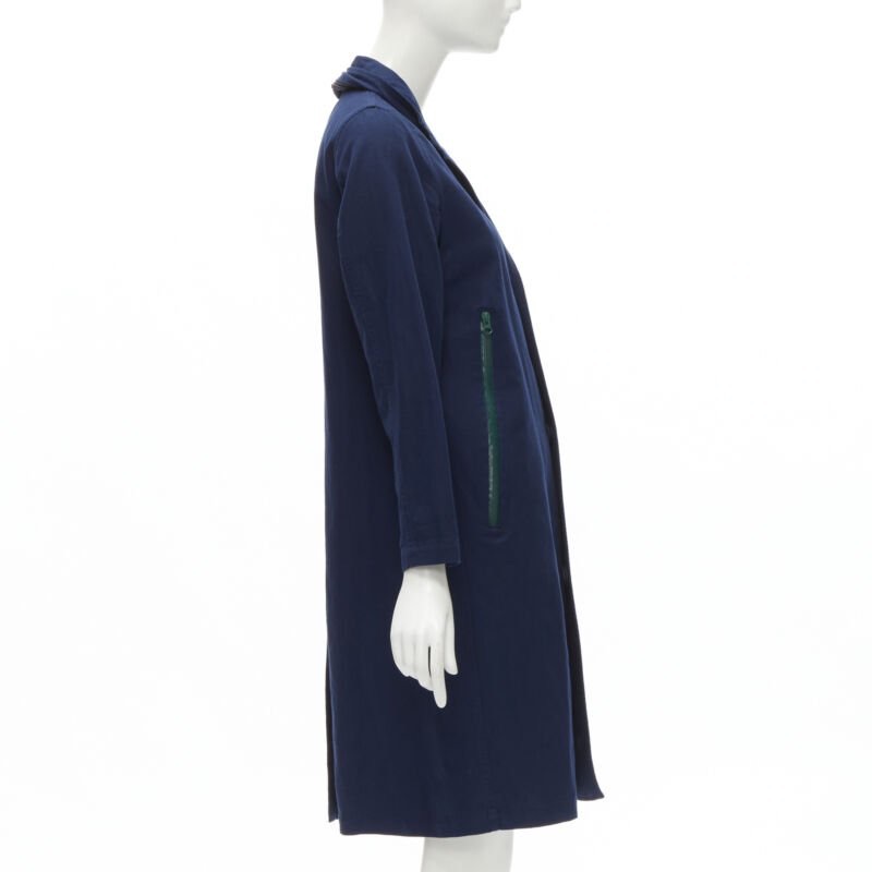 Zucca Navy Linen Overcoat - Side view