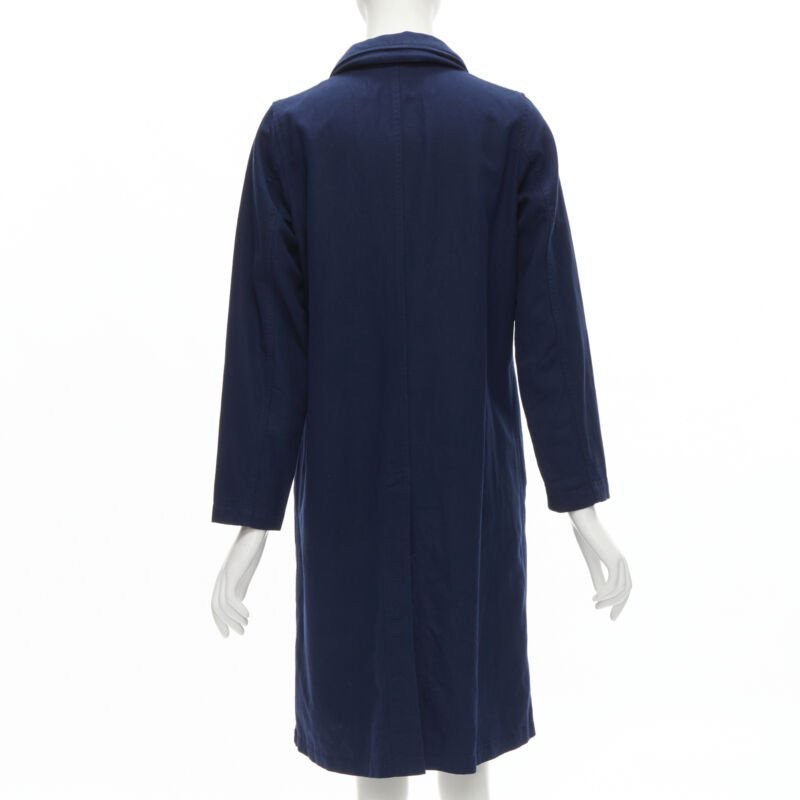 Zucca Navy Linen Overcoat - Detail 1