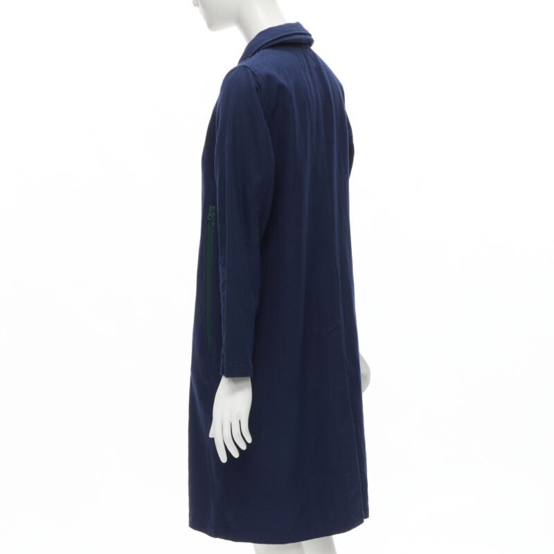 Zucca Navy Linen Overcoat - Detail 2