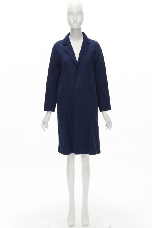 Zucca Navy Linen Overcoat - Image 12