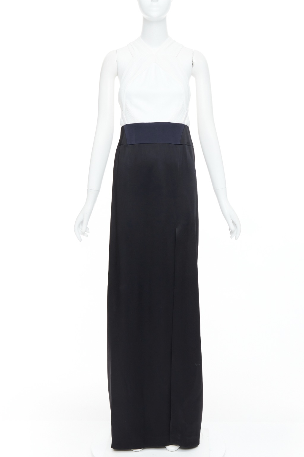 Galvan Pleated Satin Long Gown