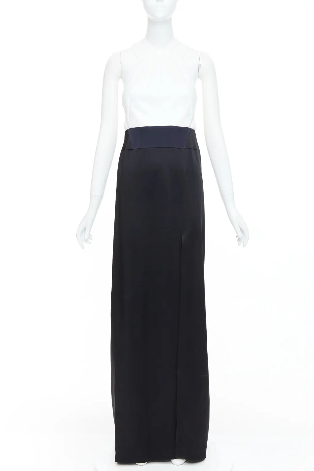 Galvan Pleated Satin Long Gown Black Never worn, with tag - Front View