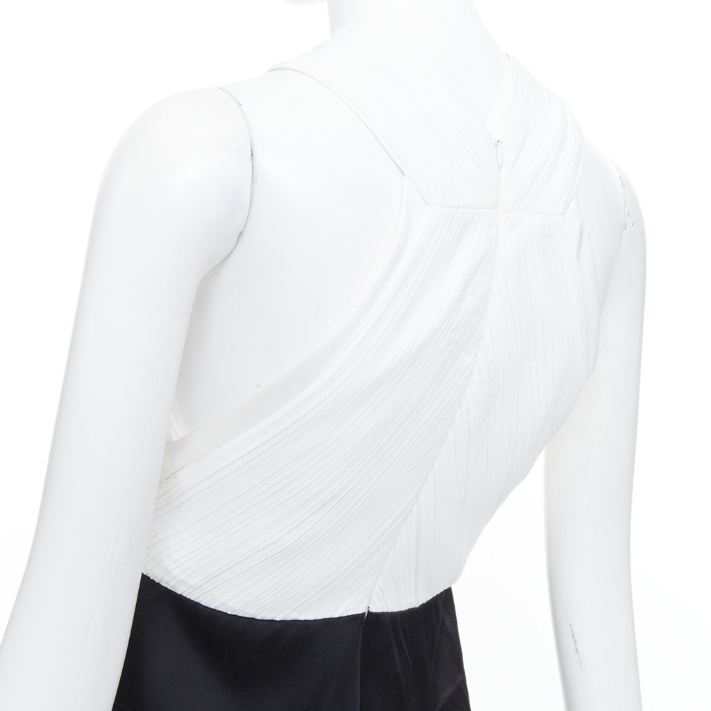 Galvan Pleated Satin Long Gown - Back view