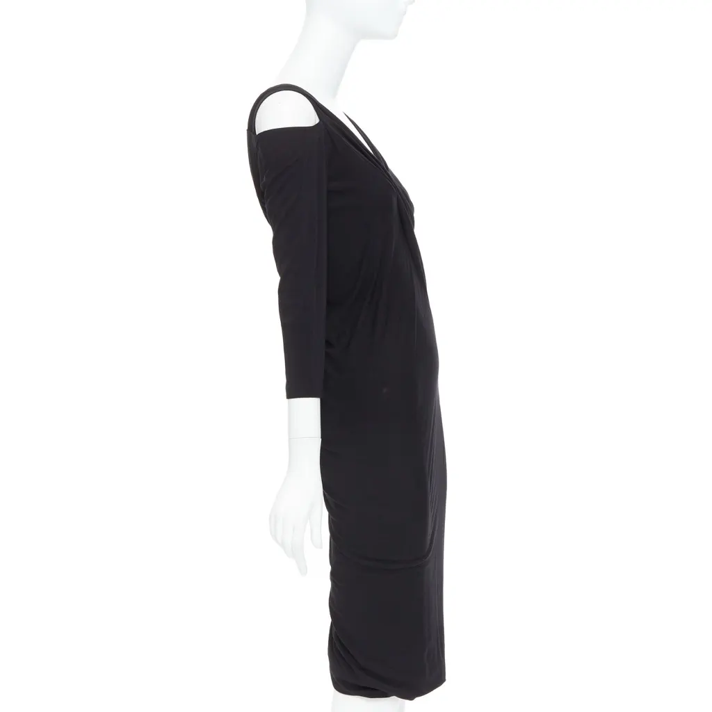 Donna Karan Cold Shoulder Dress Black Viscose Very good - Model View