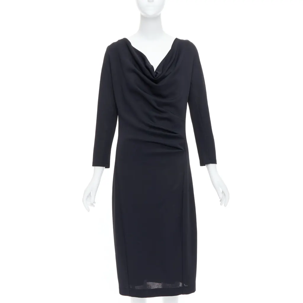 Donna Karan Cowl Neck Dress Black Viscose Very good - Front View