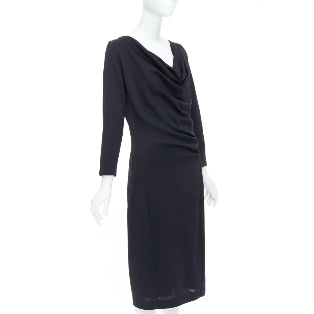 Donna Karan Cowl Neck Dress Black Viscose Very good - Inside View