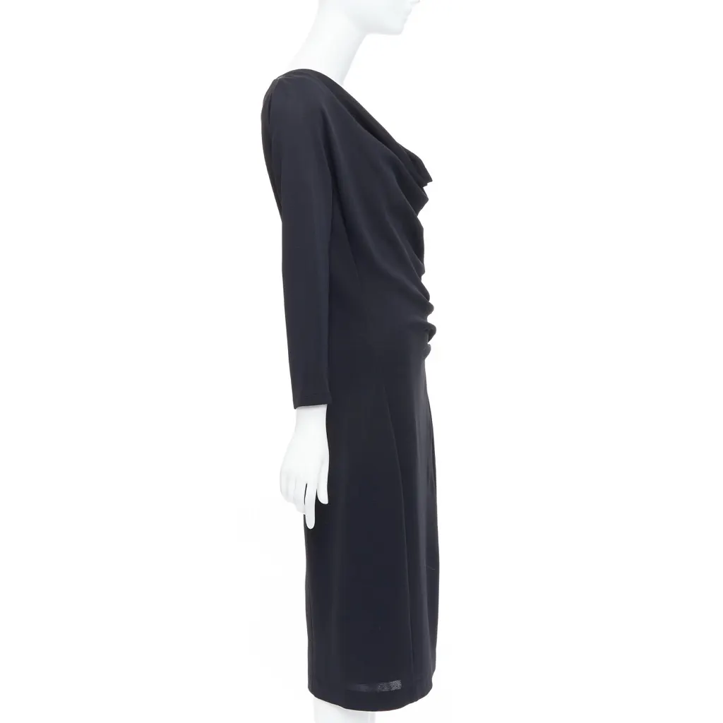 Donna Karan Cowl Neck Dress Black Viscose Very good - Model View