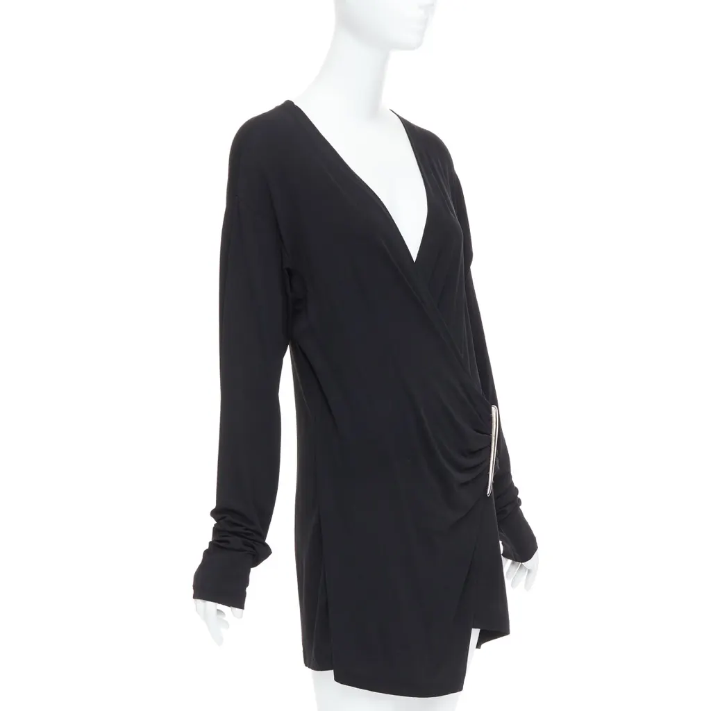 Donna Karan V Neck Mini Dress Black Viscose Good - Inside View