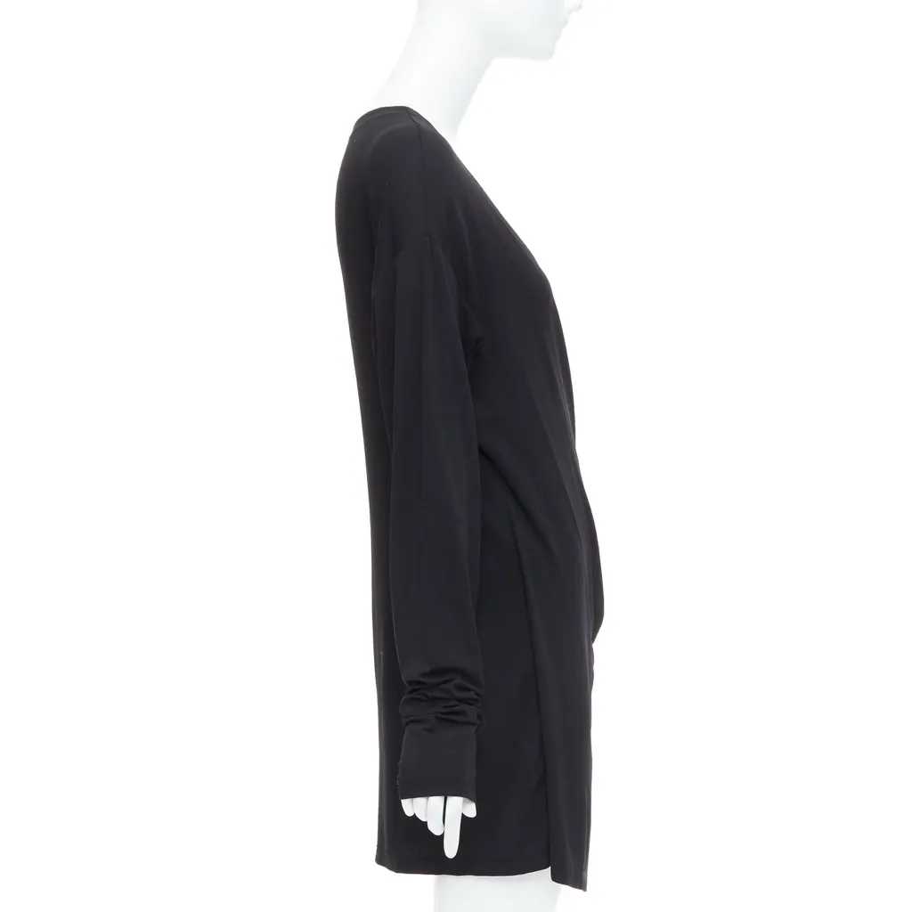 Donna Karan V Neck Mini Dress Black Viscose Good - Model View