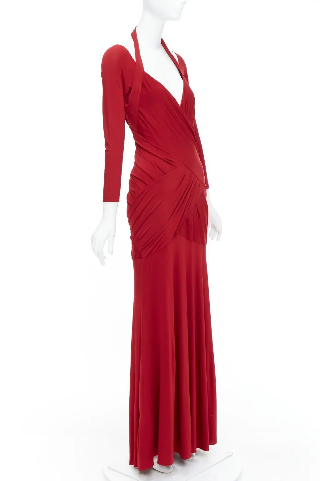 Donna Karan Halter Draped Gown Red Viscose Very good - Inside View