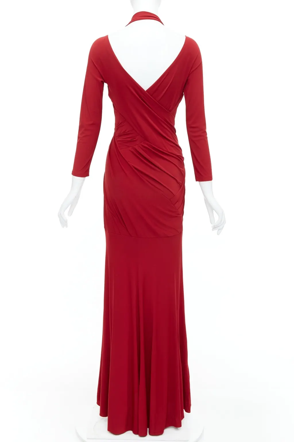 Donna Karan Halter Draped Gown Red Viscose Very good - Box View