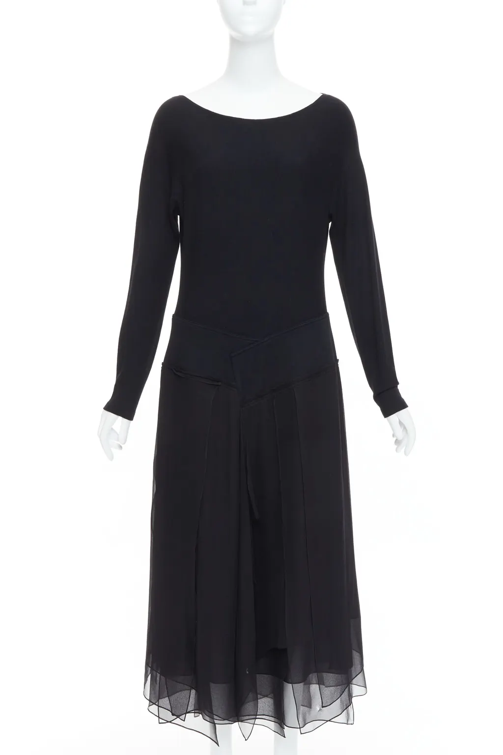 Donna Karan Boxy Midi Dress Black Viscose Very good - Front View