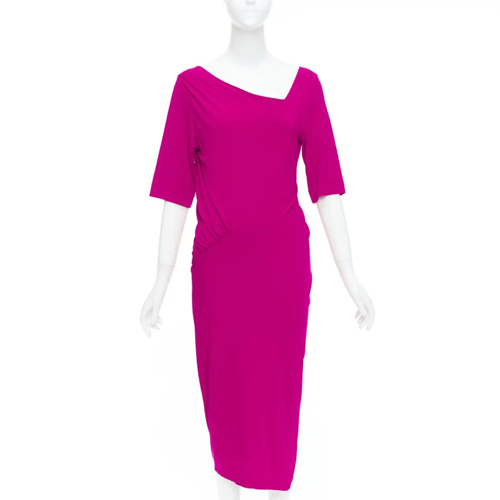 Donna Karan Tuck Draped Dress Pink Viscose Very good - Front View