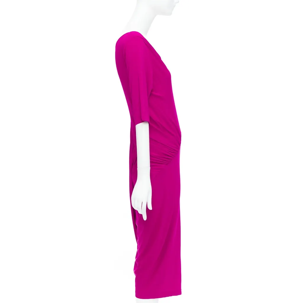 Donna Karan Tuck Draped Dress Pink Viscose Very good - Model View