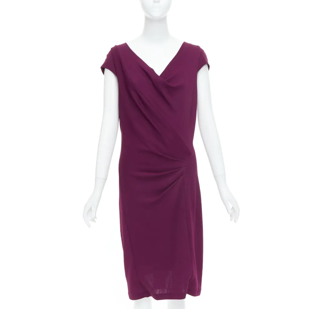 Donna Karan Cowl Neck Sheath Purple Viscose Very good - Front View