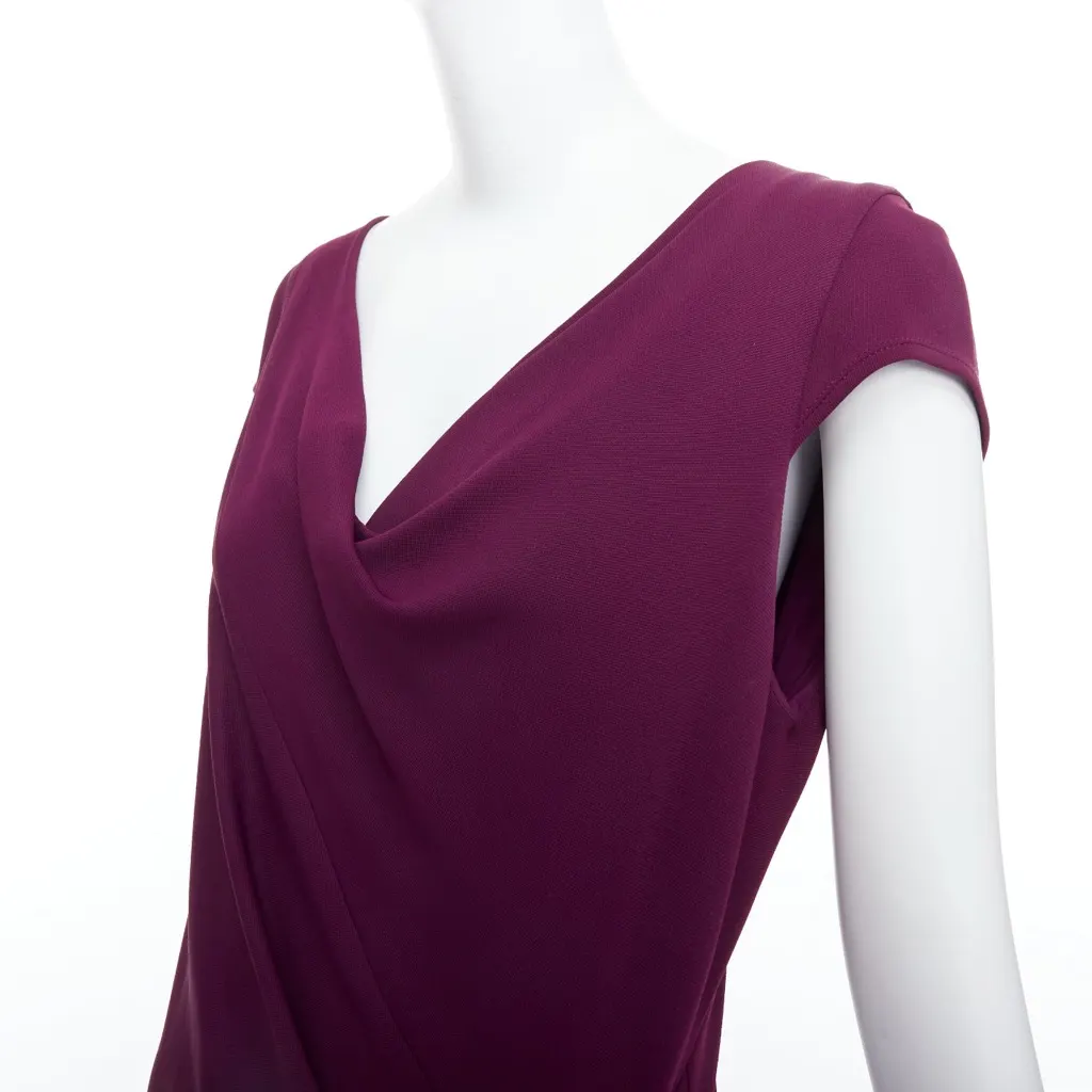 Donna Karan Cowl Neck Sheath Purple Viscose Very good - Back View